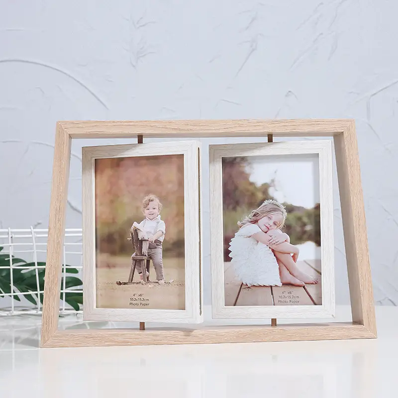 Nordic Wooden Photo Frame 6" Double Sided Rotating