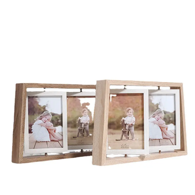 Nordic Wooden Photo Frame 6" Double Sided Rotating
