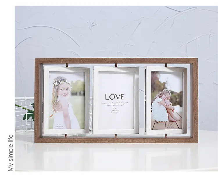 Nordic Wooden Photo Frame 6" Double Sided Rotating — feature 16