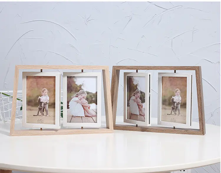 Nordic Wooden Photo Frame 6" Double Sided Rotating — feature 17