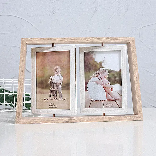 Nordic Wooden Photo Frame 6" Double Sided Rotating