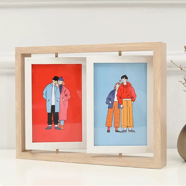 Nordic Wooden Photo Frame 6" Double Sided Rotating
