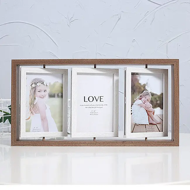 Nordic Wooden Photo Frame 6" Double Sided Rotating