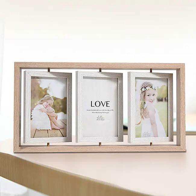 Nordic Wooden Photo Frame 6" Double Sided Rotating