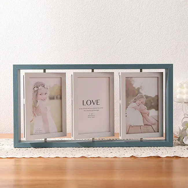 Nordic Wooden Photo Frame 6" Double Sided Rotating