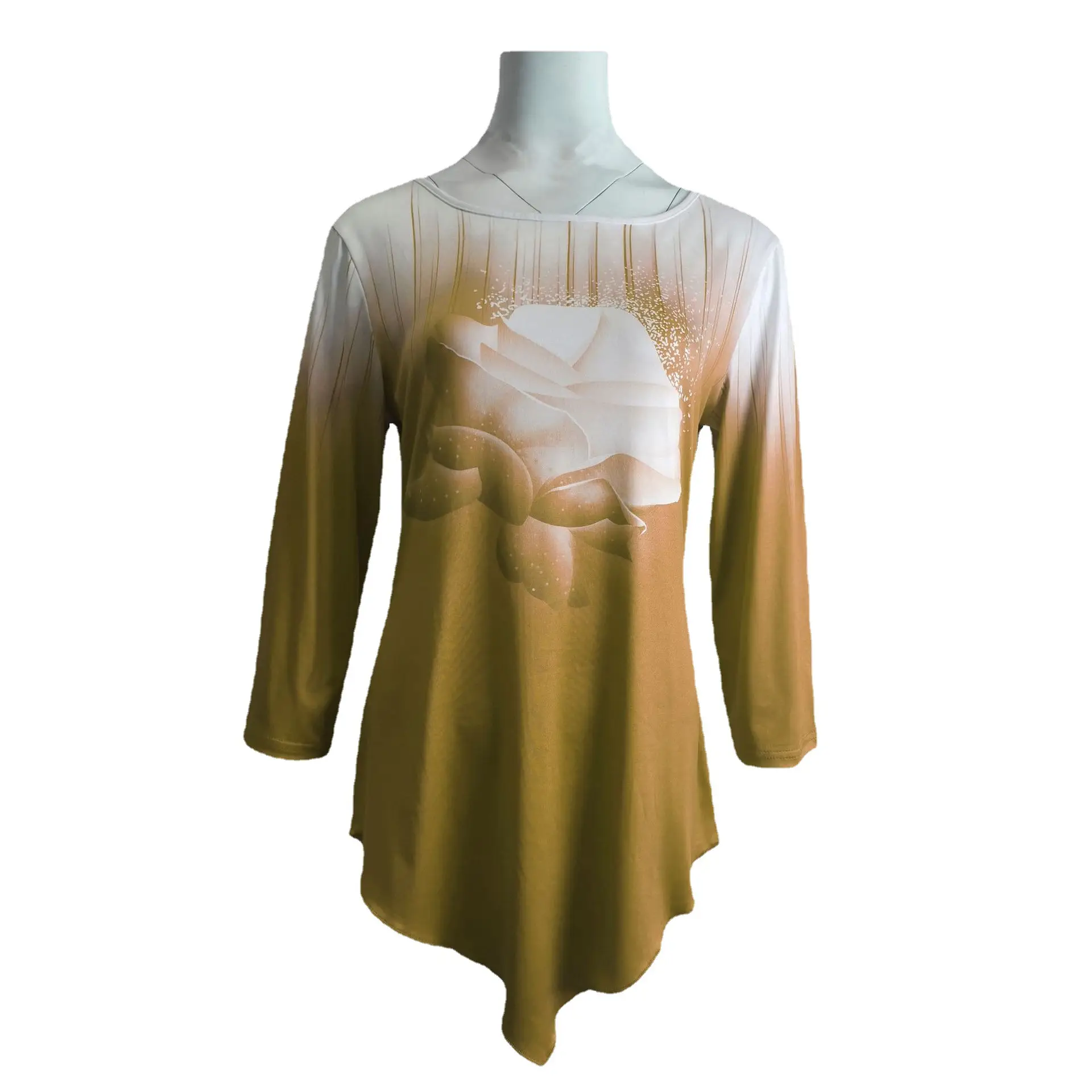 3D Printed Rose T-Shirt Women Black White Loose Fit