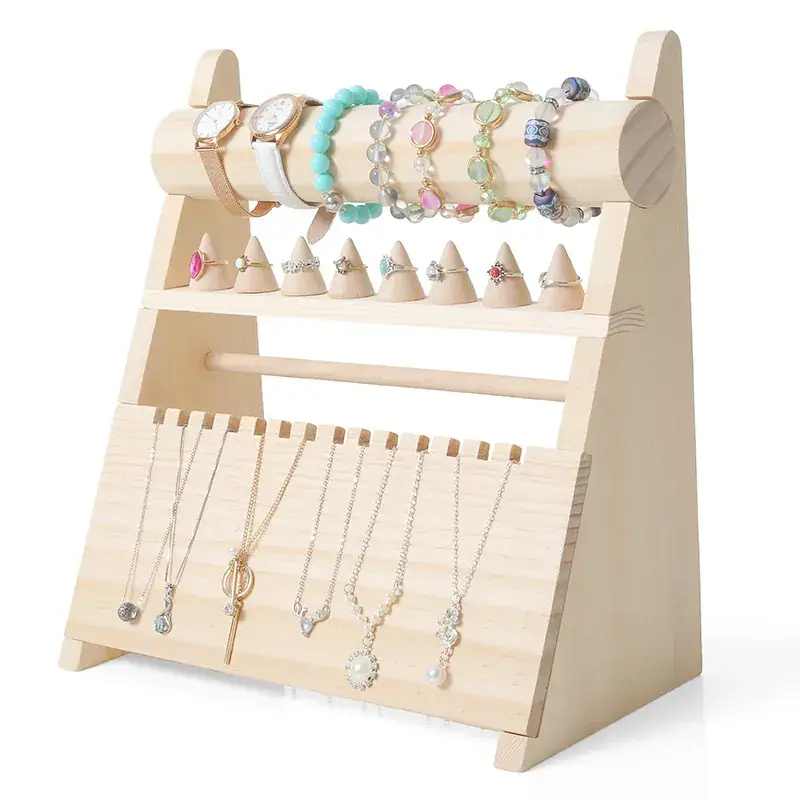 Solid Wood Jewelry Rack with 144 Hooks - Image 5