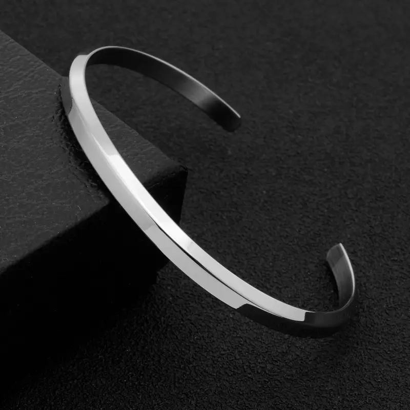 Stainless Steel Open C-Bracelet for Men Women - Image 2