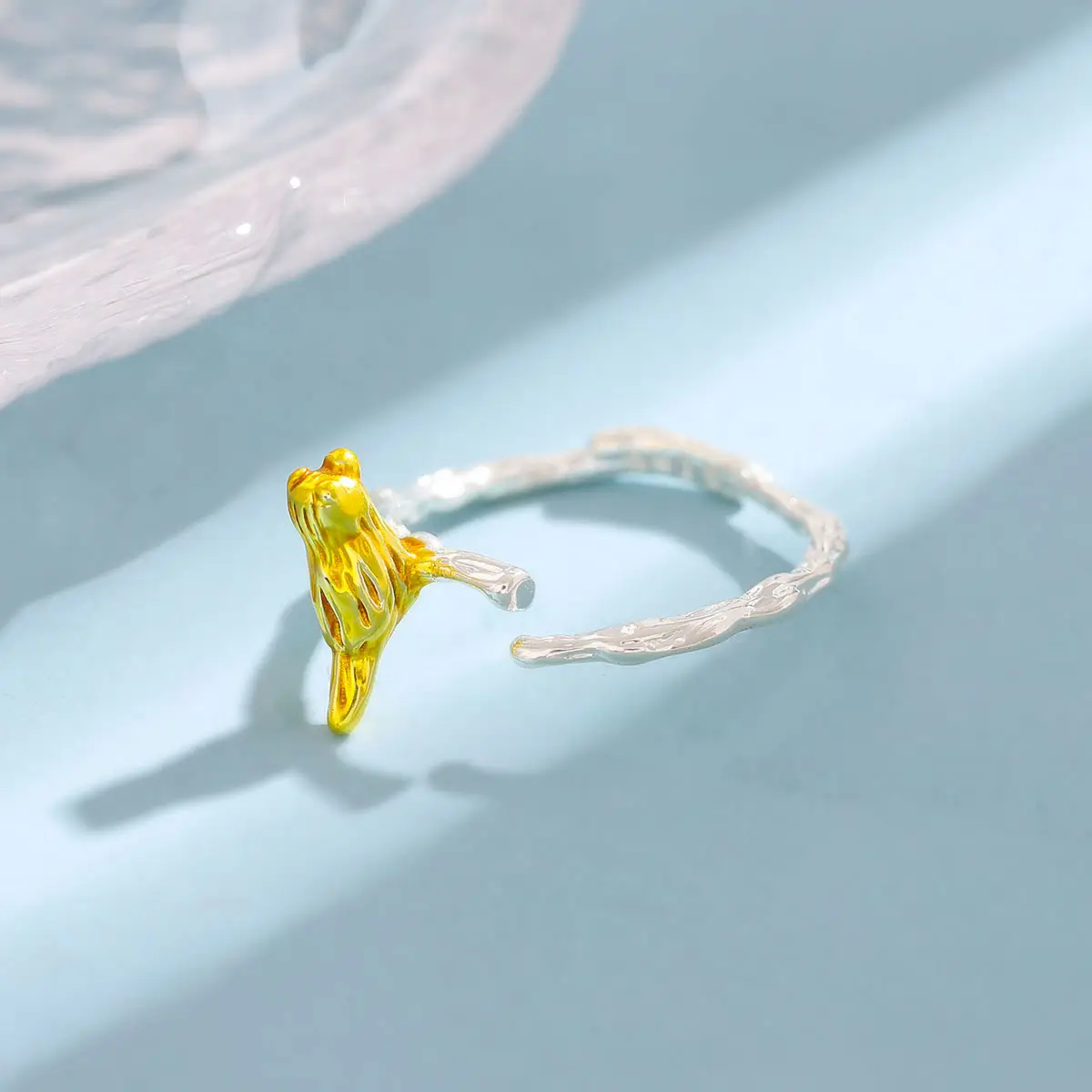 Women's Gold Plated Bird Ring with Open Design