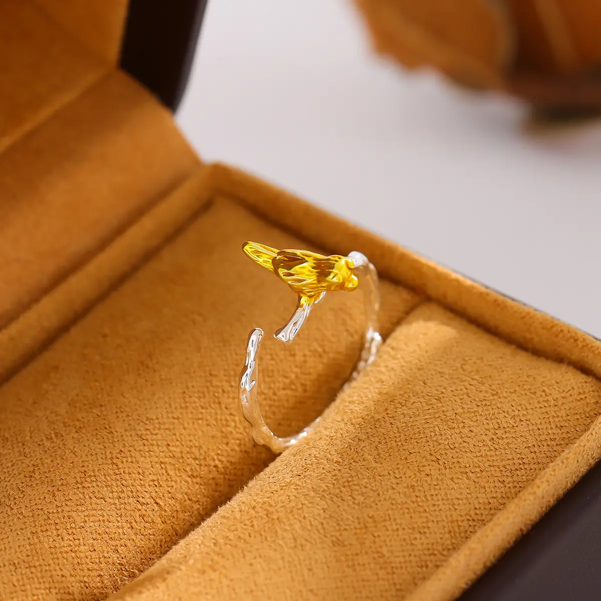 Women's Gold Plated Bird Ring with Open Design