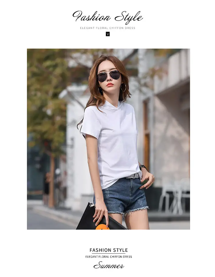 Women Hooded T-Shirt Black Casual Short Sleeve Korean Style — feature 10