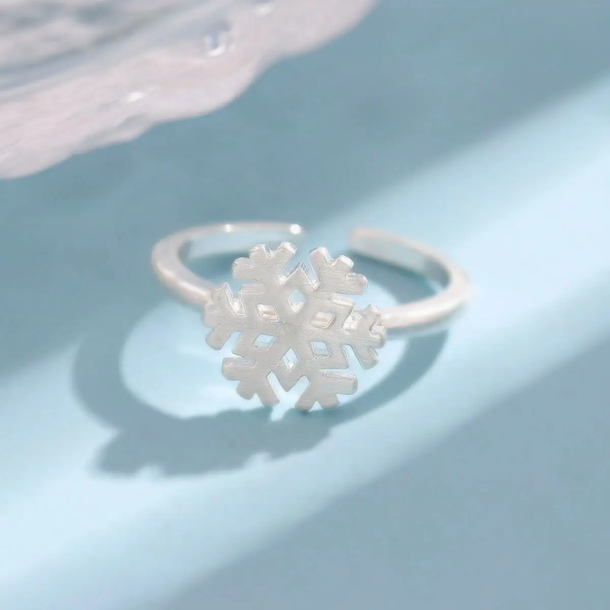 Silver Snowflake Ring for Women, Fresh Brushed Finish - Image 3
