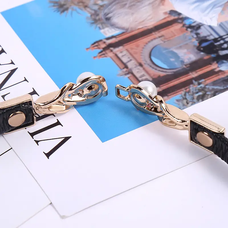 Black Pearl Buckle Belt for Women Elegant Decorative Belt — feature 12