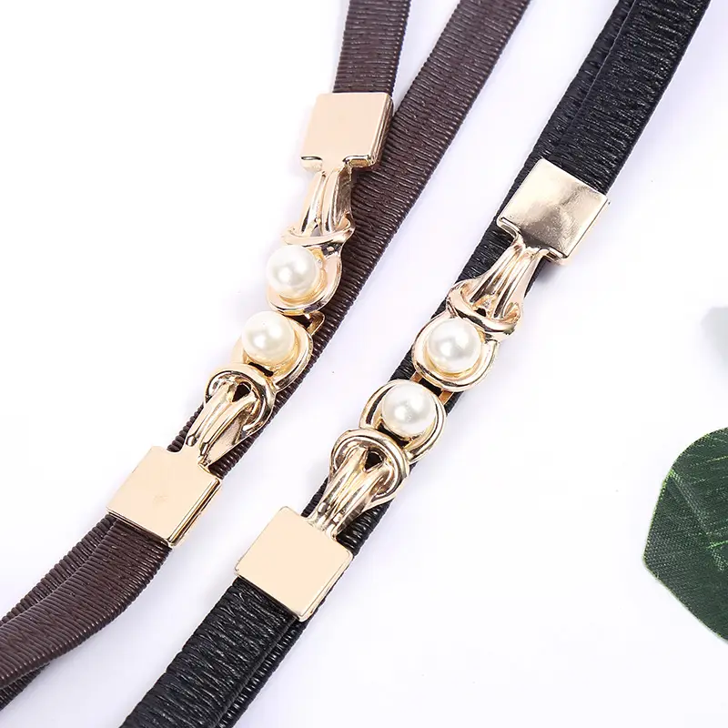 Black Pearl Buckle Belt for Women Elegant Decorative Belt — feature 13