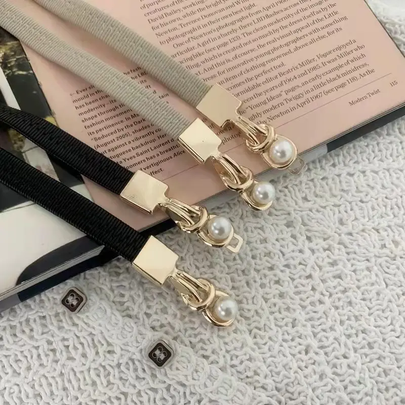 Black Pearl Buckle Belt for Women Elegant Decorative Belt — feature 8