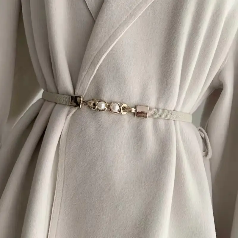 Black Pearl Buckle Belt for Women Elegant Decorative Belt - Image 3