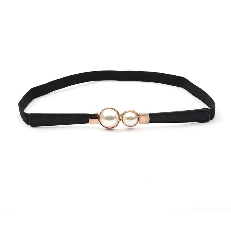 Black Pearl Buckle Belt for Women Elegant Decorative Belt - Image 4