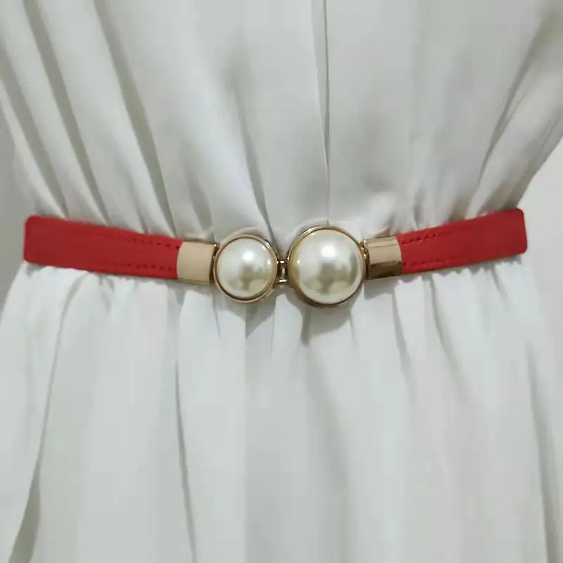 Black Pearl Buckle Belt for Women Elegant Decorative Belt - Image 5
