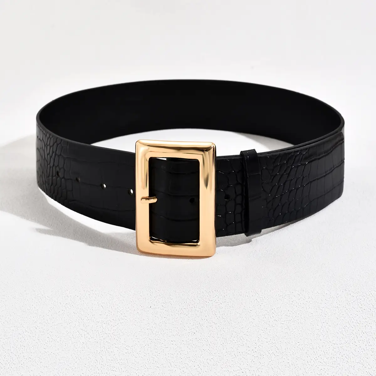 White Croc Belt with Rose Gold Buckle - Image 8
