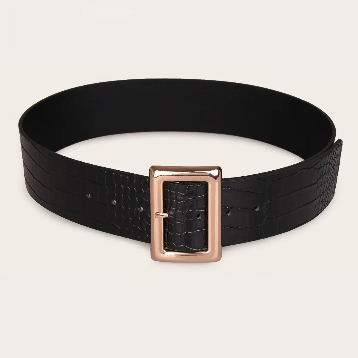 White Croc Belt with Rose Gold Buckle