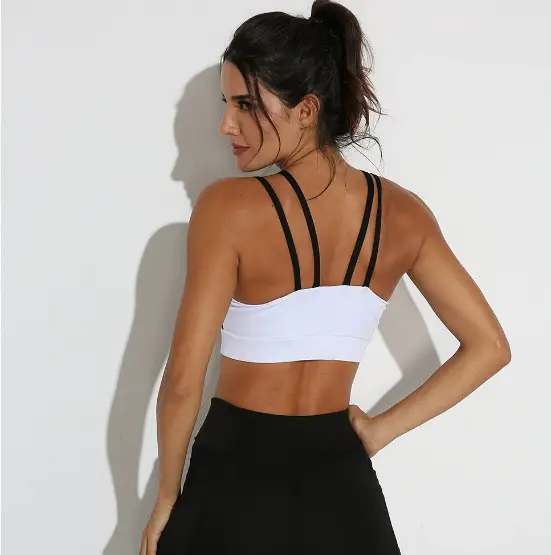 Black Mesh Slim Fit Yoga Bra Top for Women - Image 7
