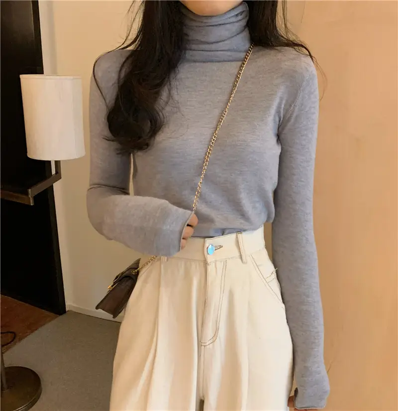 Women Grey Turtleneck Long Sleeve Western Wear 2022 - Image 5