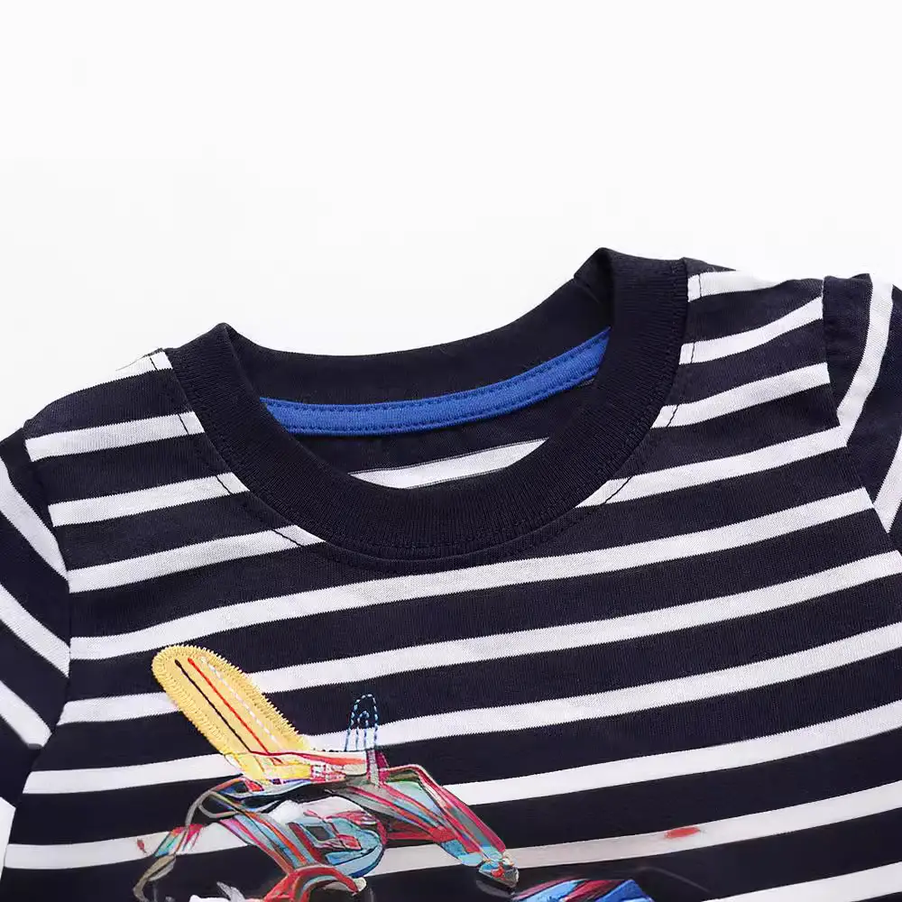Summer Striped Boys T-Shirt Navy White - Image 2
