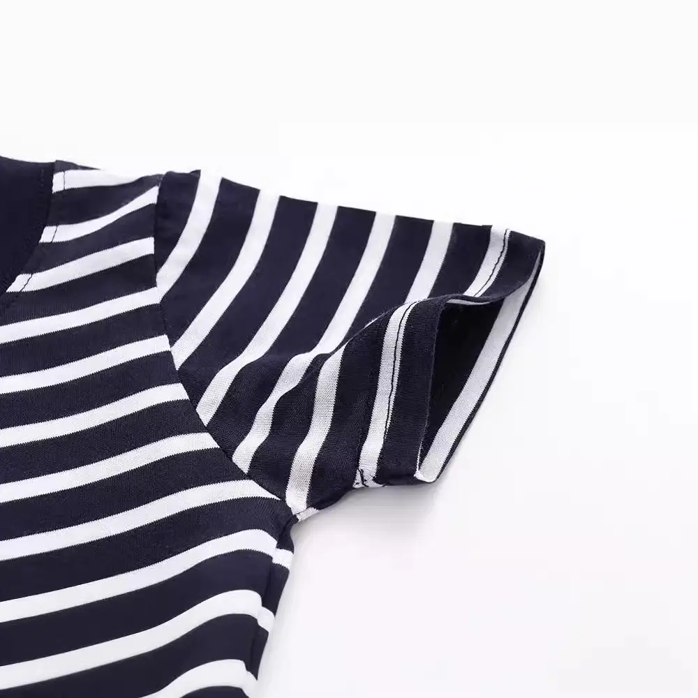 Summer Striped Boys T-Shirt Navy White - Image 4