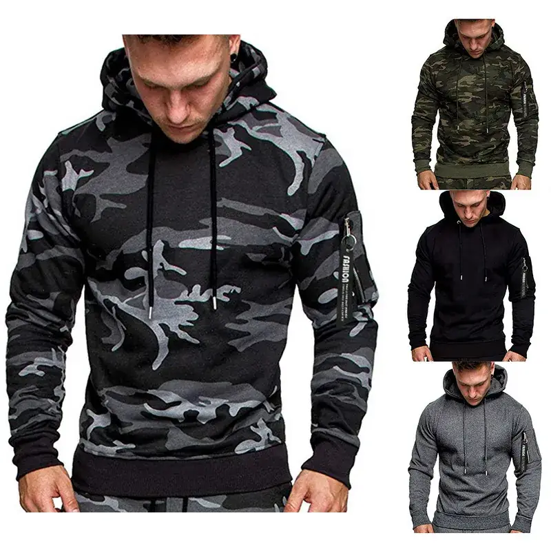 Men's Camo Hoodie Long Sleeve Sweatshirt 2019 - Image 3