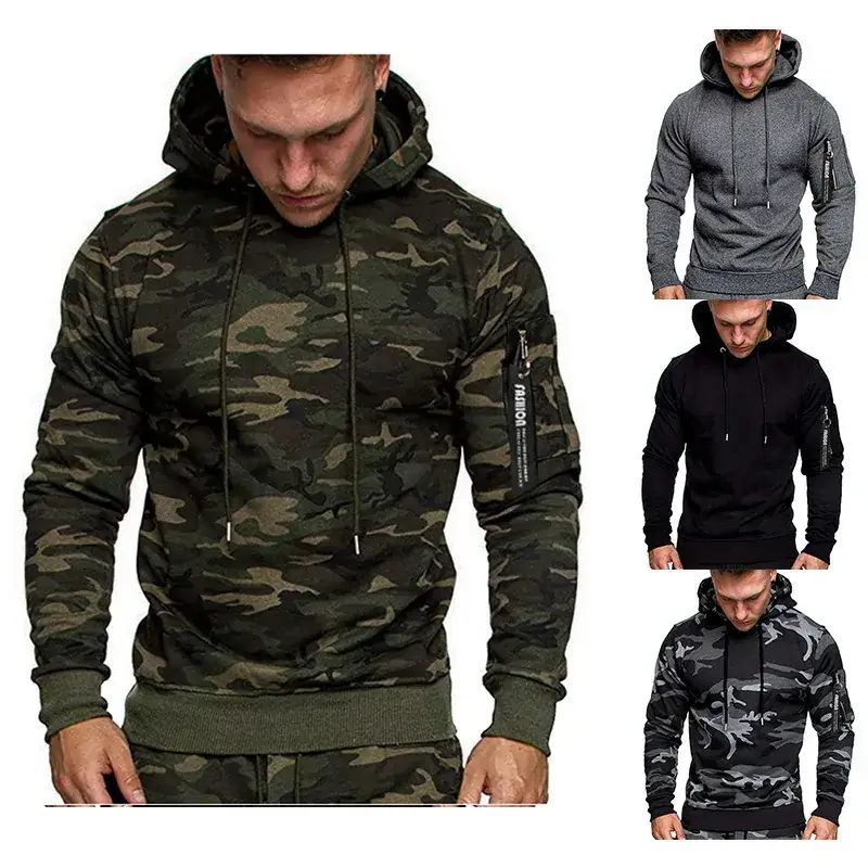 Men's Camo Hoodie Long Sleeve Sweatshirt 2019 - Image 4