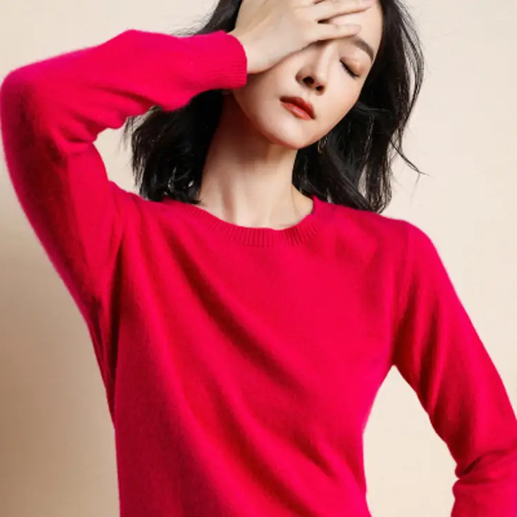 Women Grey Knitted Round Neck Pullover Sweater - Image 17