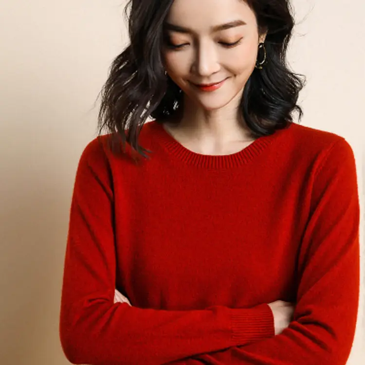 Women Grey Knitted Round Neck Pullover Sweater — feature 22