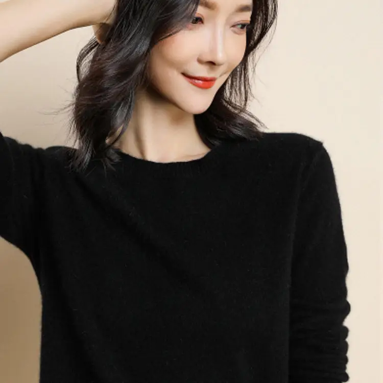 Women Grey Knitted Round Neck Pullover Sweater — feature 25