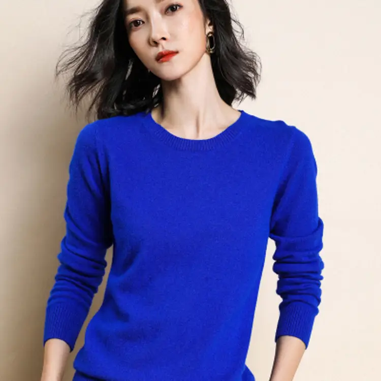 Women Grey Knitted Round Neck Pullover Sweater — feature 27
