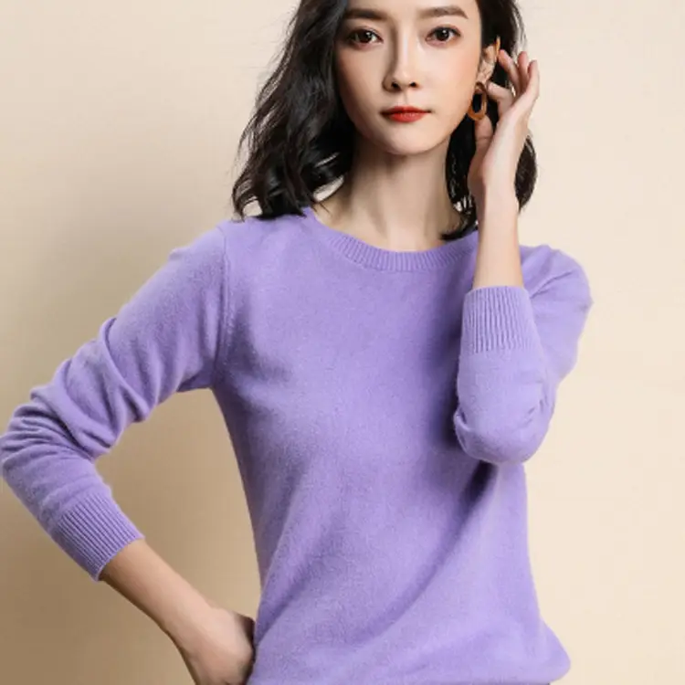 Women Grey Knitted Round Neck Pullover Sweater - Image 14