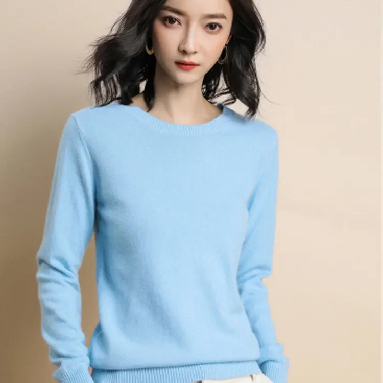 Women Grey Knitted Round Neck Pullover Sweater - Image 5
