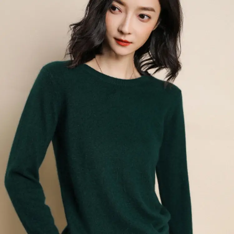 Women Grey Knitted Round Neck Pullover Sweater - Image 7
