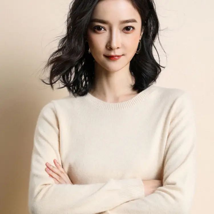 Women Grey Knitted Round Neck Pullover Sweater - Image 8