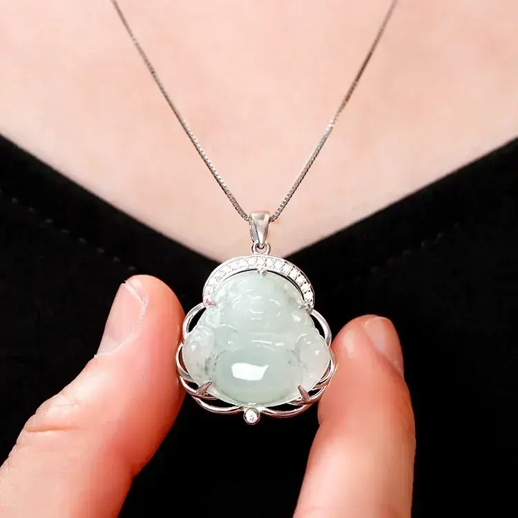 S925 Sterling Silver Jade Buddha Necklace for Women - Image 2