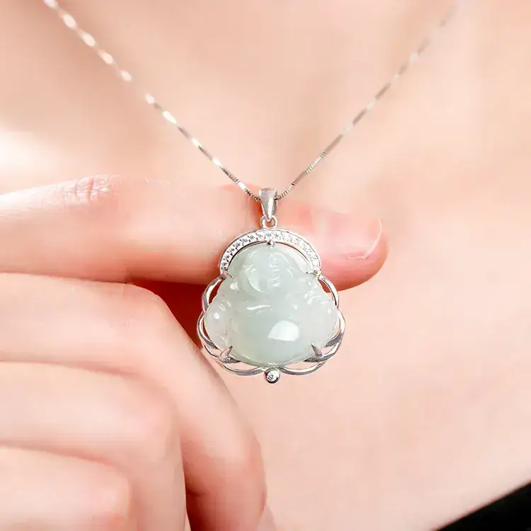 S925 Sterling Silver Jade Buddha Necklace for Women - Image 4
