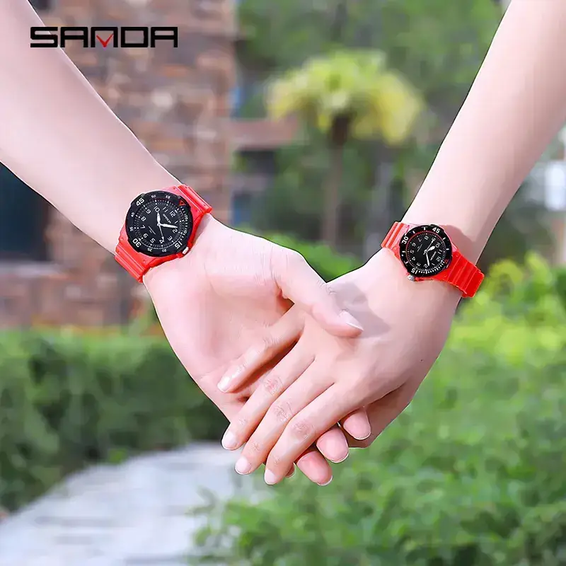 Sanda Pink Striped Student Watch for Men Women - Image 14