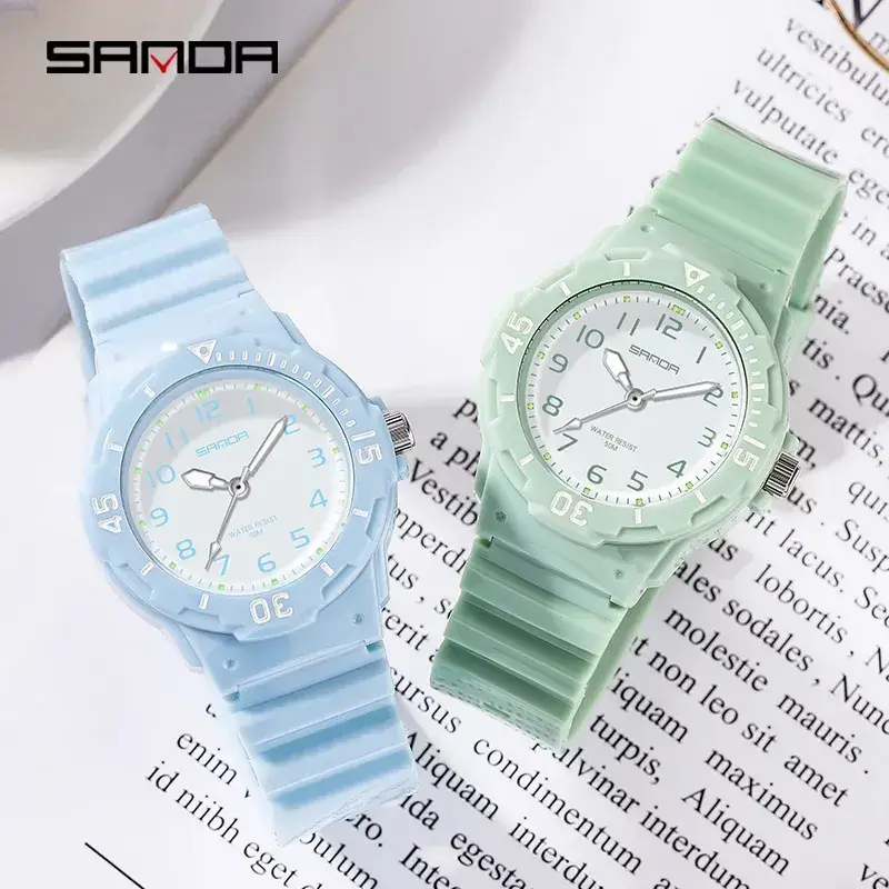 Sanda Pink Striped Student Watch for Men Women - Image 15