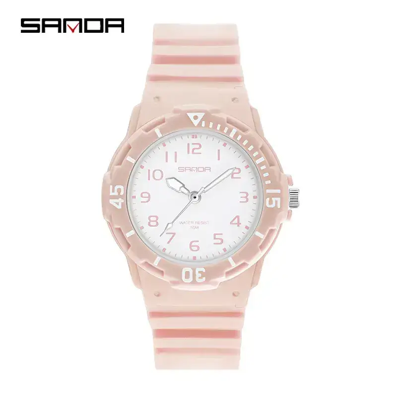 Sanda Pink Striped Student Watch for Men Women - Image 17