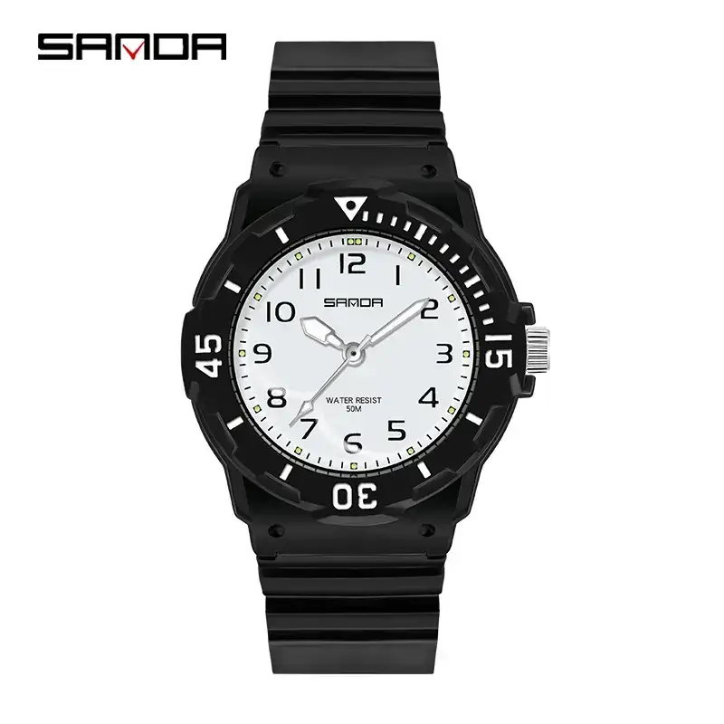 Sanda Pink Striped Student Watch for Men Women - Image 2