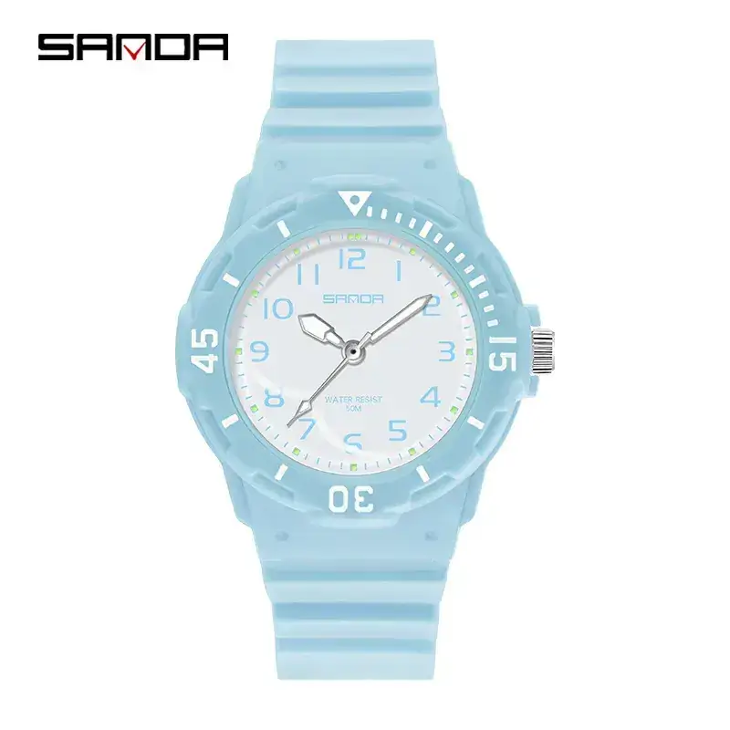 Sanda Pink Striped Student Watch for Men Women - Image 3