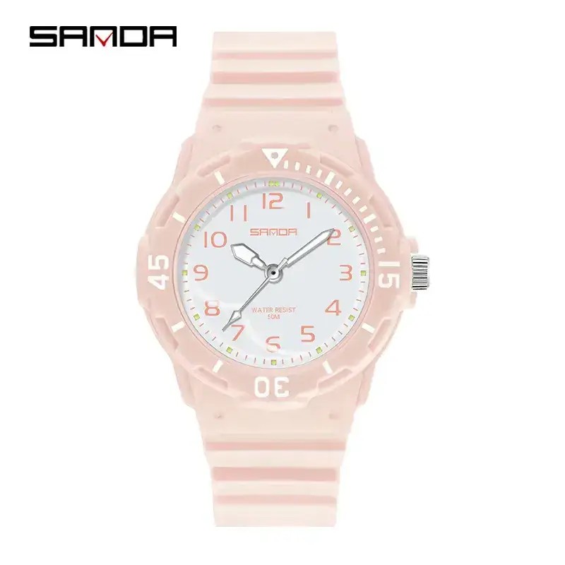 Sanda Pink Striped Student Watch for Men Women - Image 5