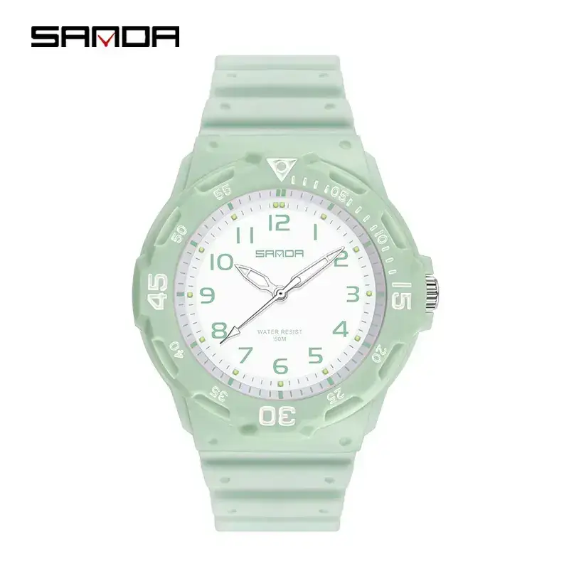Sanda Pink Striped Student Watch for Men Women - Image 7