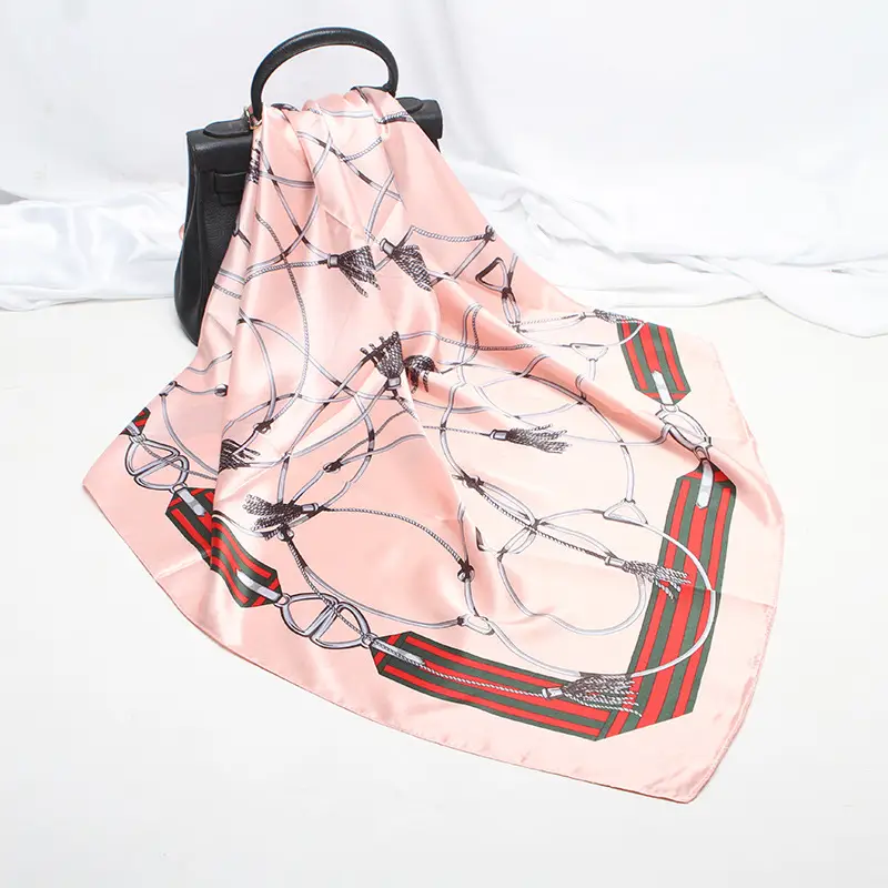 22 Inch Silk Headscarf Women Tassel Design Pink