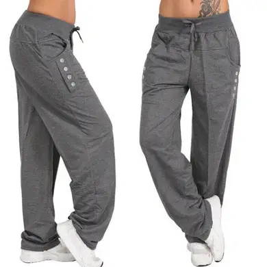 Women's Grey Lace-Up Loose Pants 2018 - Image 7