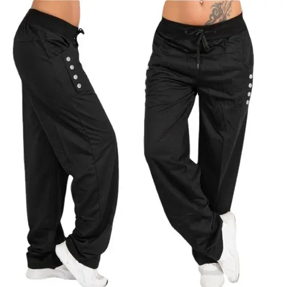 Women's Grey Lace-Up Loose Pants 2018 - Image 8